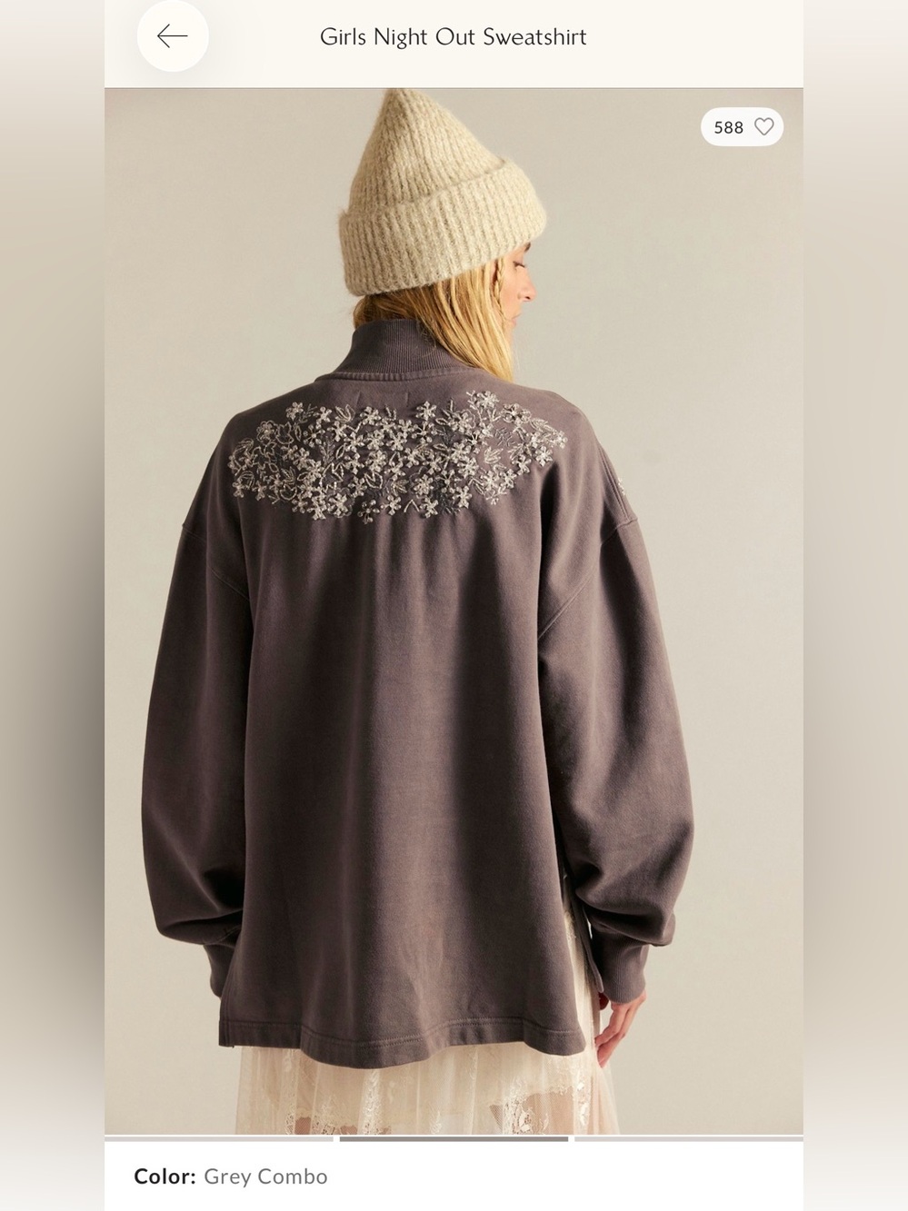 Free People Lavender Half-Zip Pullover with White Floral Embroidery - Picture 7 of 10